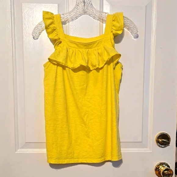 Cat & Jack, Tank Top, Ruffled, Sz 10-12 Yellow, Square Neckline, Casual, Comfort - Picture 1 of 7